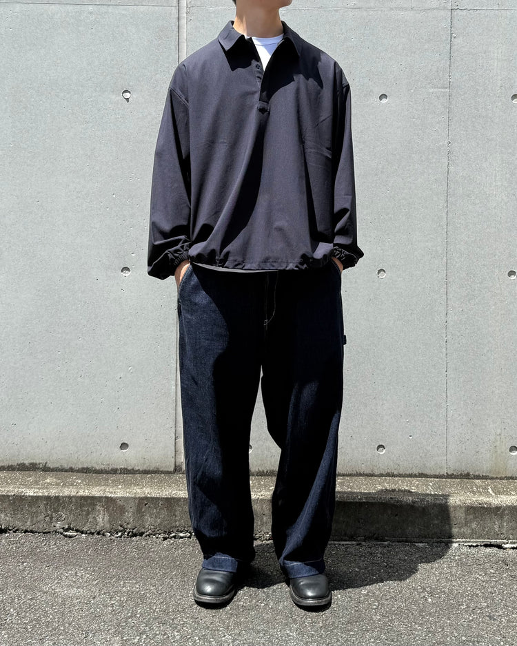 SOPHNET. / 4-WAY STRETCH L/S POLO SHIRT / NAVY / SPNT-262060
