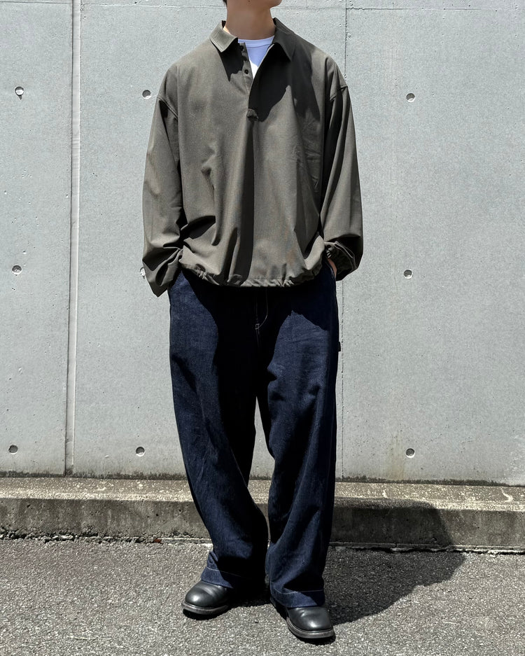 SOPHNET. / 4-WAY STRETCH L/S POLO SHIRT / CHARCOAL GRAY / SPNT-262060