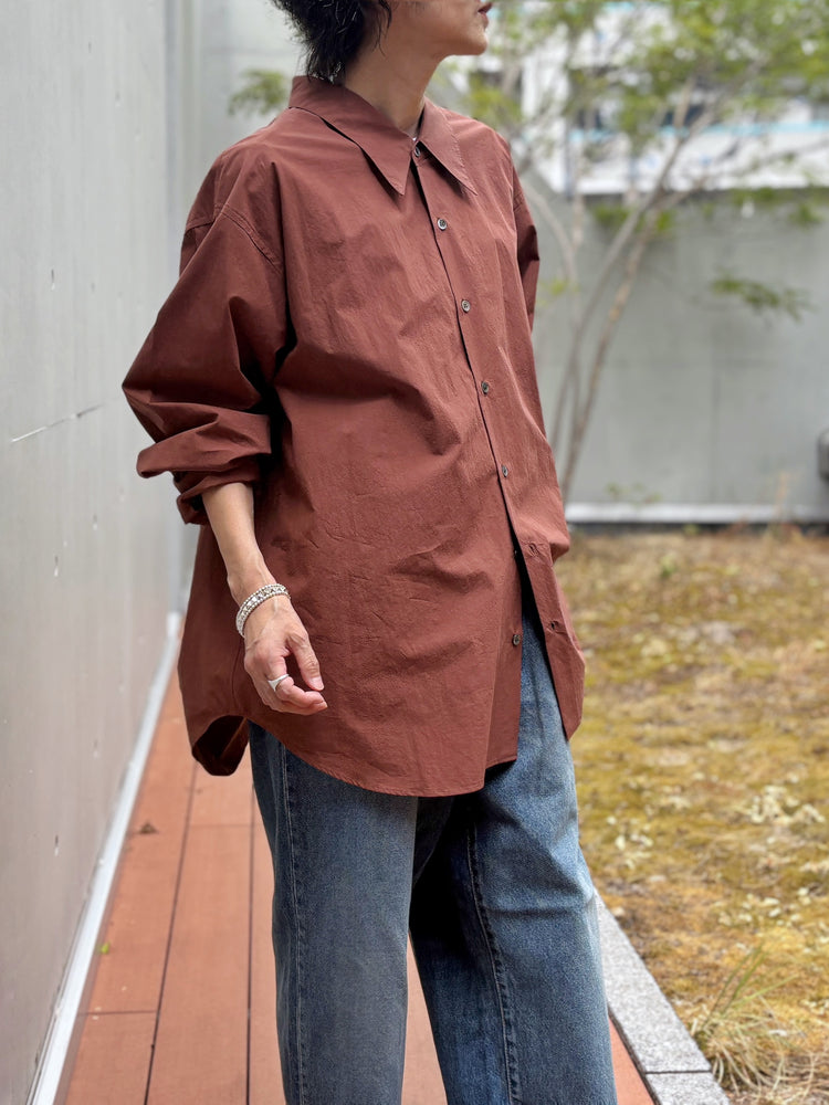 SOPHIE TALKS ABOUT THE WEATHER / OVER SIZE SHIRT / BROWN / COM-26F-SH03
