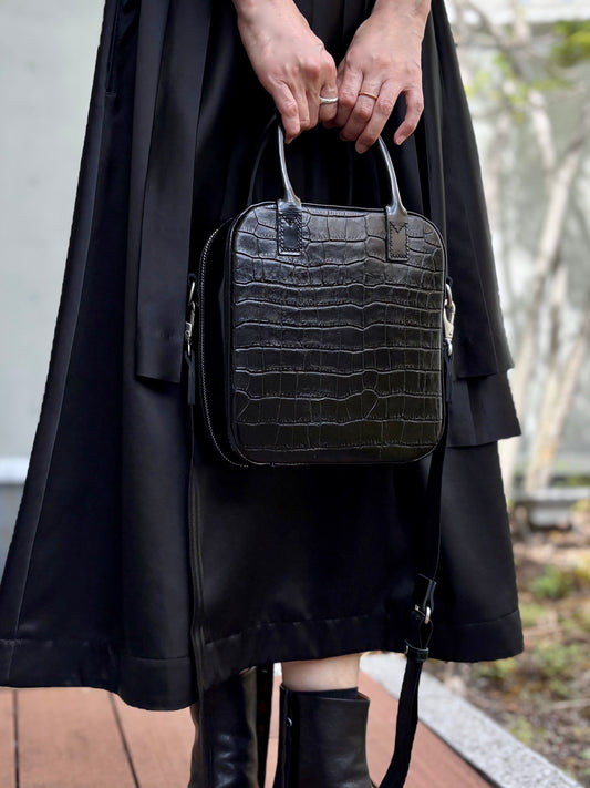 JUNYA WATANABE / ステアガラス×クロコ型押し ショルダー付き2wayバッグ  / BLACK / JP-K204-051