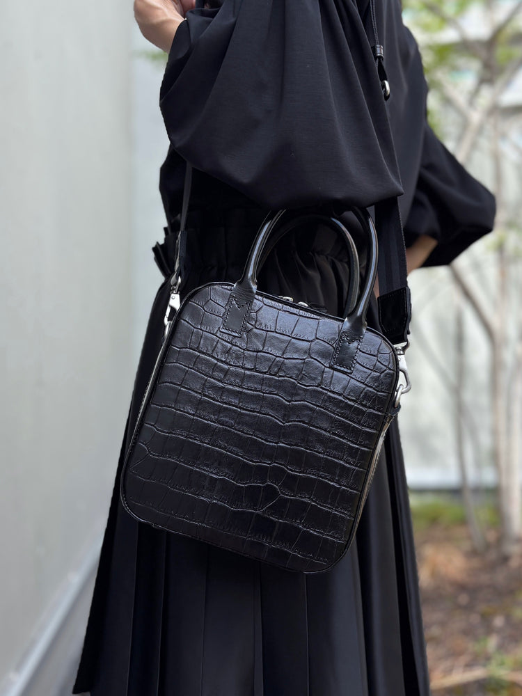 JUNYA WATANABE / ステアガラス×クロコ型押し ショルダー付き2wayバッグ  / BLACK / JP-K204-051