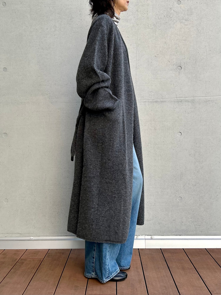 WALANCE / boiled wool long cardigan / CHARCOAL / 3253-005