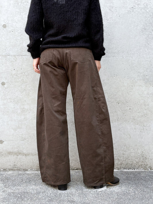 HYKE / CORDUROY BARREL LEG JEANS / BROWN / 13406 /