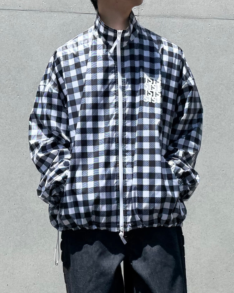 TSTS / RECYCLED POLYESTER WIND TRACK JACKET / BLACK GINGHAM / 26AMM0604