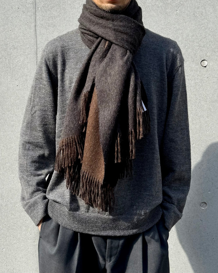 The Inoue Brothers… / Two Colour Large Brushed Scarf / Black/Brown