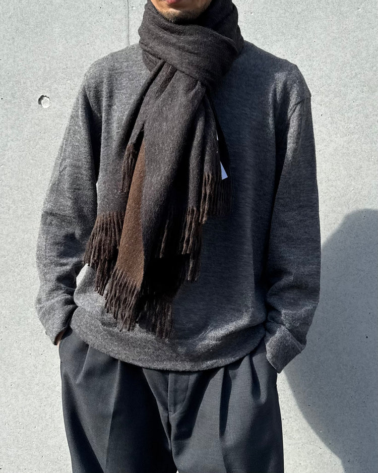 The Inoue Brothers… / Two Colour Large Brushed Scarf / Black/Brown