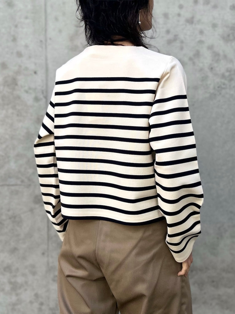 HYKE / CROPPED BASQUE SHIRT / CREAMxBLACK / 12426