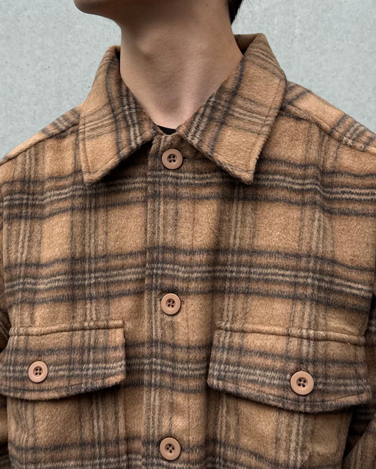 ACY / HEAVY WAIT FLANNEL SHIRT JACKET / BROWN CHECK