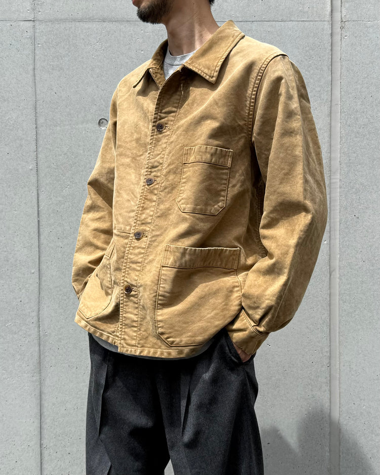 AURALEE / GARMENT-DYED ORGANIC COTTON HEAVY MOLESKIN COVERALL / FADED BROWN / A26AB02HM