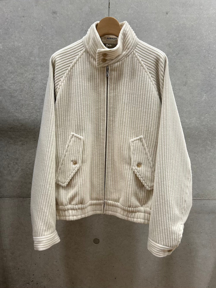 AURALEE / WOOL CASHMERE CORDUROY ZIP BLOUSON / IVORY / A26AB05FC /