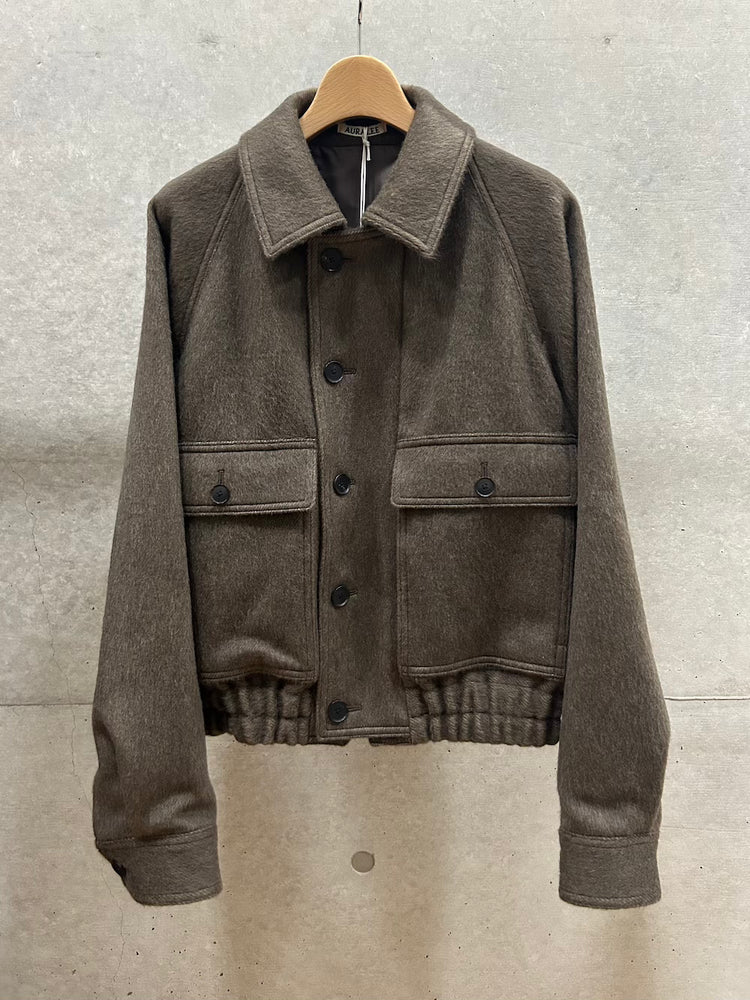 AURALEE / HAIRY WOOL MOHAIR CHAMBRAY BLOUSON / BROWN / A26AB03WB /