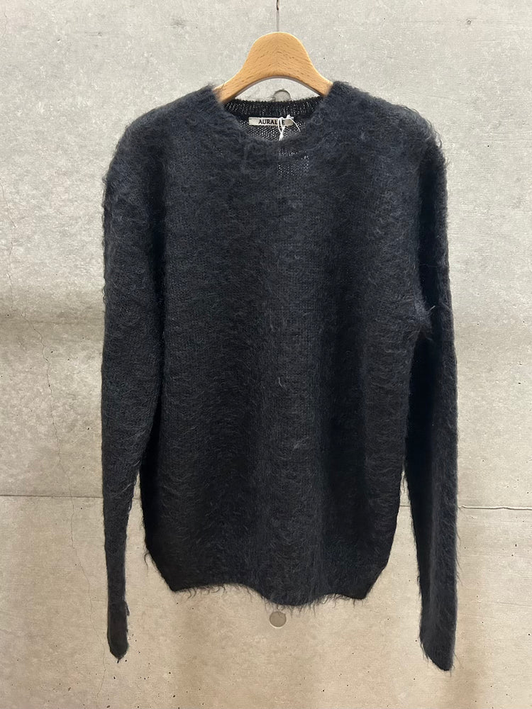 AURALEE / BRUSHED SUPER KID MOHAIR KNIT P/O / INK BLACK / A26P04KM /