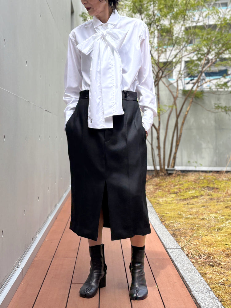 BOWTE / BLUE FACED LEICESTER DOSKIN TUXEDO SKIRT / BLACK / 262-05-0006