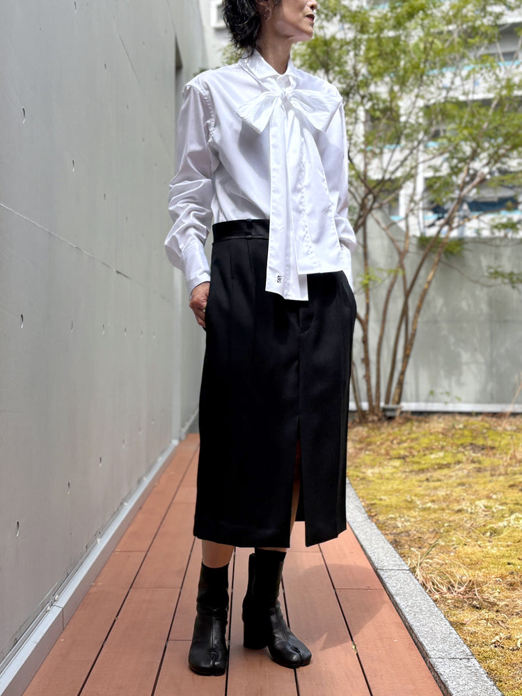 BOWTE / BLUE FACED LEICESTER DOSKIN TUXEDO SKIRT / BLACK / 262-05-0006