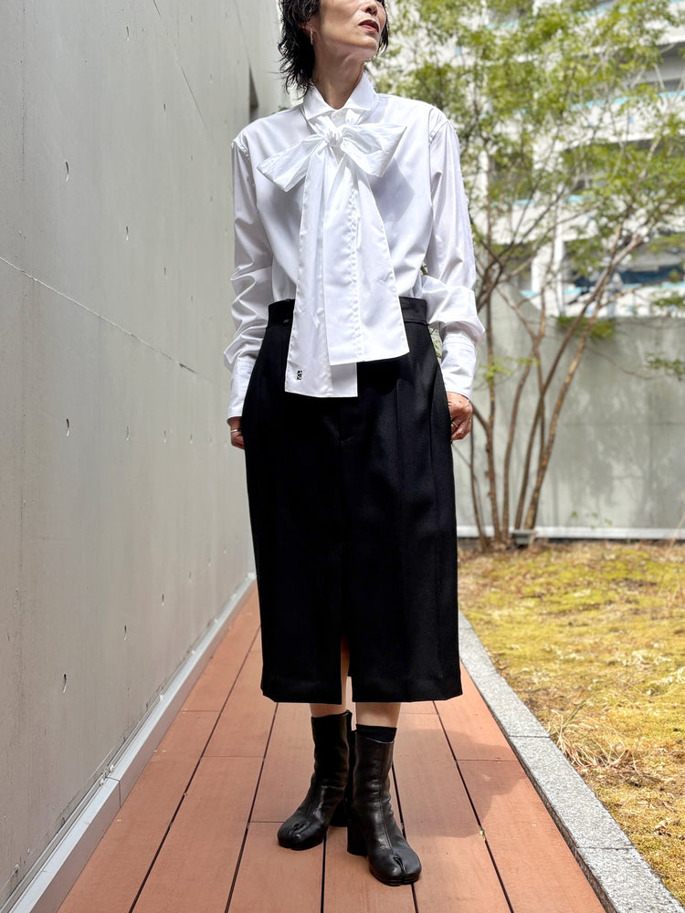 BOWTE / BLUE FACED LEICESTER DOSKIN TUXEDO SKIRT / BLACK / 262-05-0006