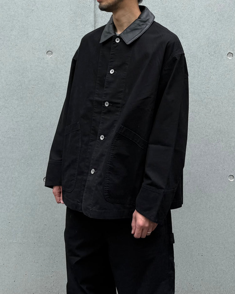 Fresh Service / COTTON CANVAS LEATHER COLLAR WORK JACKET / BLACK / FSC263-30032