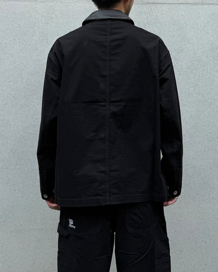 Fresh Service / COTTON CANVAS LEATHER COLLAR WORK JACKET / BLACK / FSC263-30032