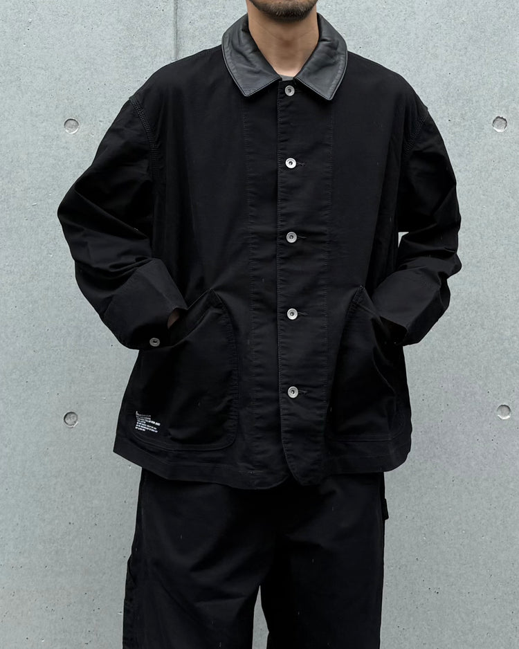 Fresh Service / COTTON CANVAS LEATHER COLLAR WORK JACKET / BLACK / FSC263-30032
