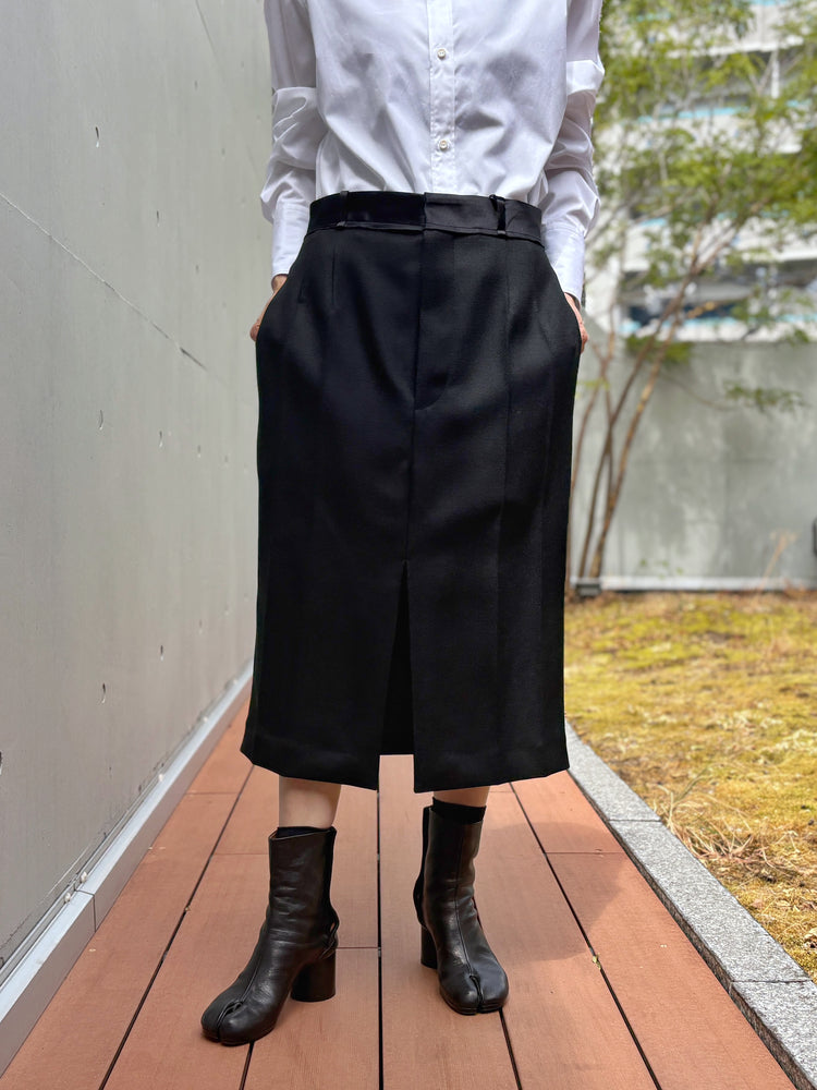 BOWTE / BLUE FACED LEICESTER DOSKIN TUXEDO SKIRT / BLACK / 262-05-0006
