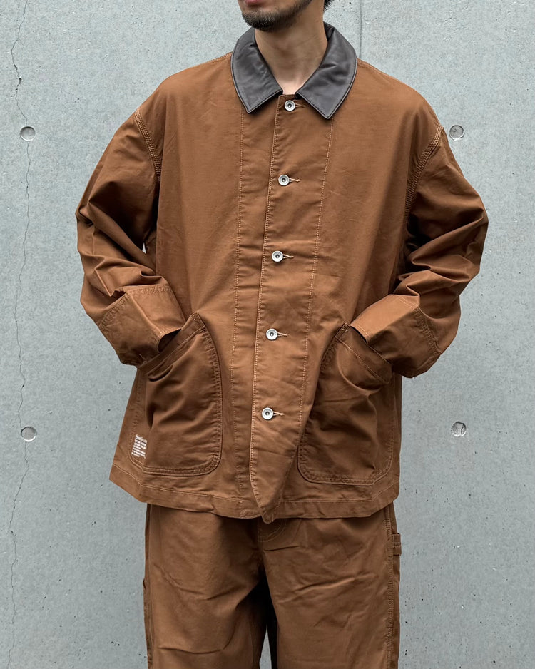 Fresh Service / COTTON CANVAS LEATHER COLLAR WORK JACKET / CAMEL / FSC263-30032