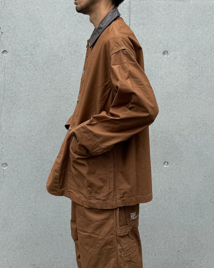 Fresh Service / COTTON CANVAS LEATHER COLLAR WORK JACKET / CAMEL / FSC263-30032