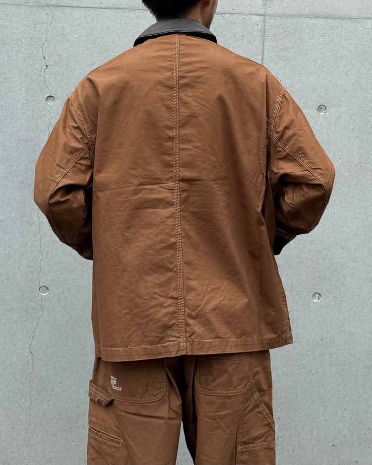 Fresh Service / COTTON CANVAS LEATHER COLLAR WORK JACKET / CAMEL / FSC263-30032