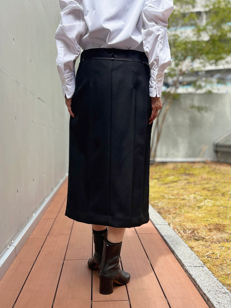 BOWTE / BLUE FACED LEICESTER DOSKIN TUXEDO SKIRT / BLACK / 262-05-0006
