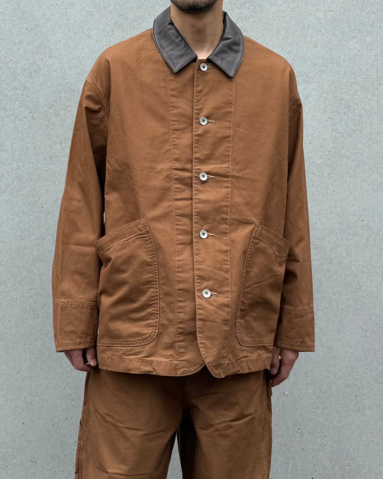 Fresh Service / COTTON CANVAS LEATHER COLLAR WORK JACKET / CAMEL / FSC263-30032