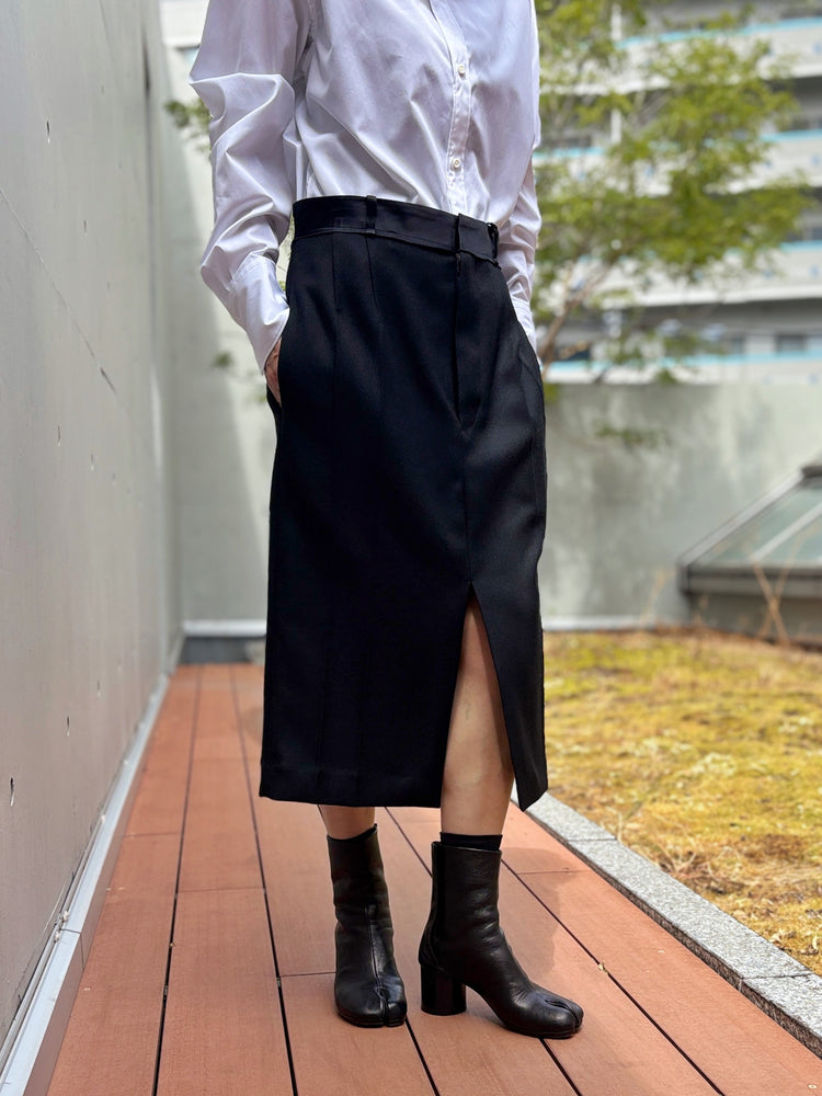 BOWTE / BLUE FACED LEICESTER DOSKIN TUXEDO SKIRT / BLACK / 262-05-0006