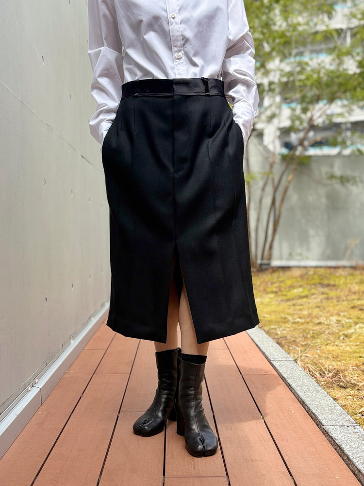 BOWTE / BLUE FACED LEICESTER DOSKIN TUXEDO SKIRT / BLACK / 262-05-0006