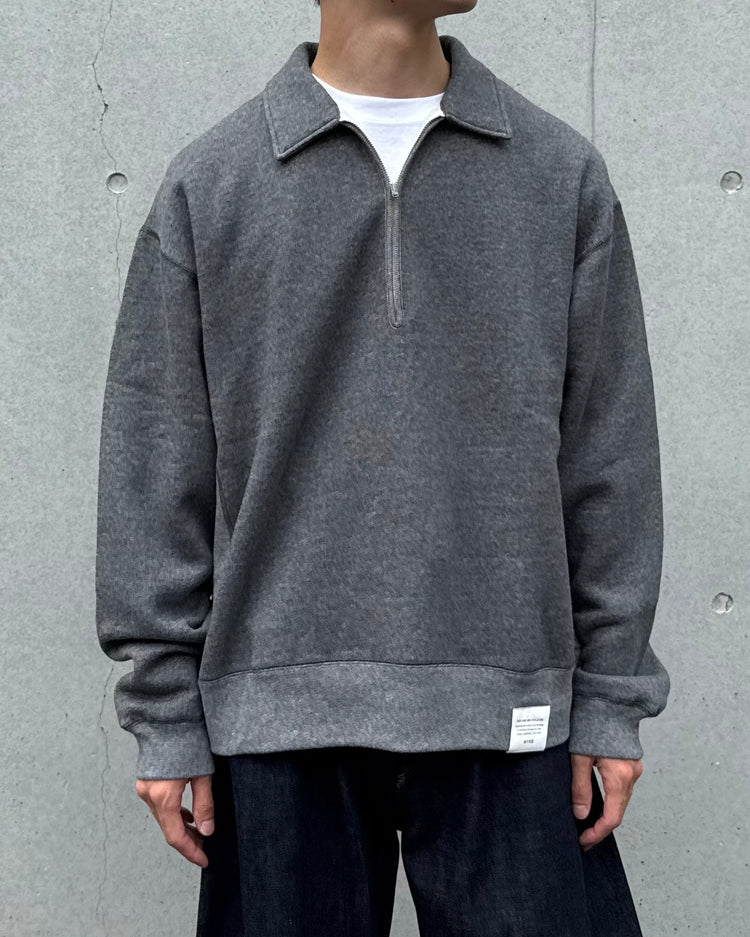 HYKE / COLLARED SWEAT SHIRT / CHARCOAL / 12449