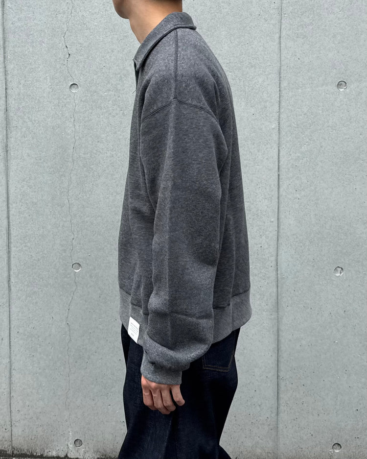 HYKE / COLLARED SWEAT SHIRT / CHARCOAL / 12449