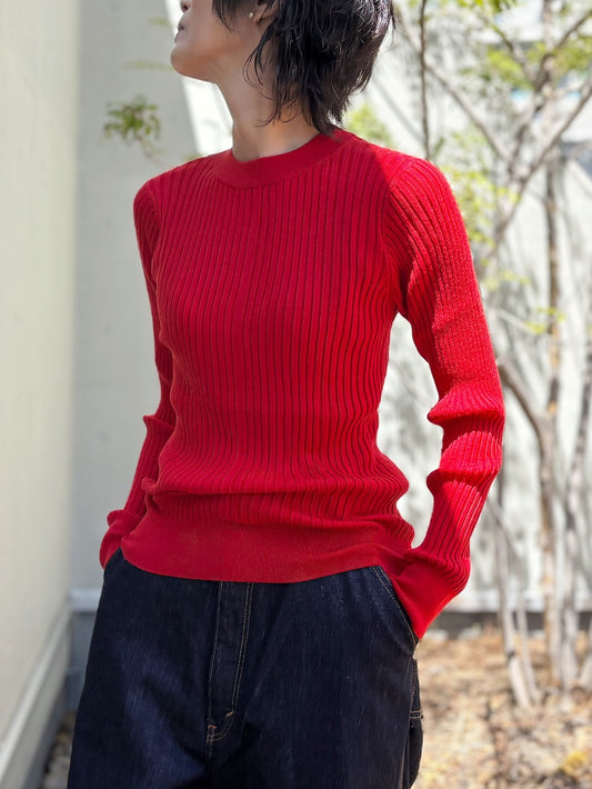 HYKE / WIDE RIBBED SWEATER / RED / 11435 /