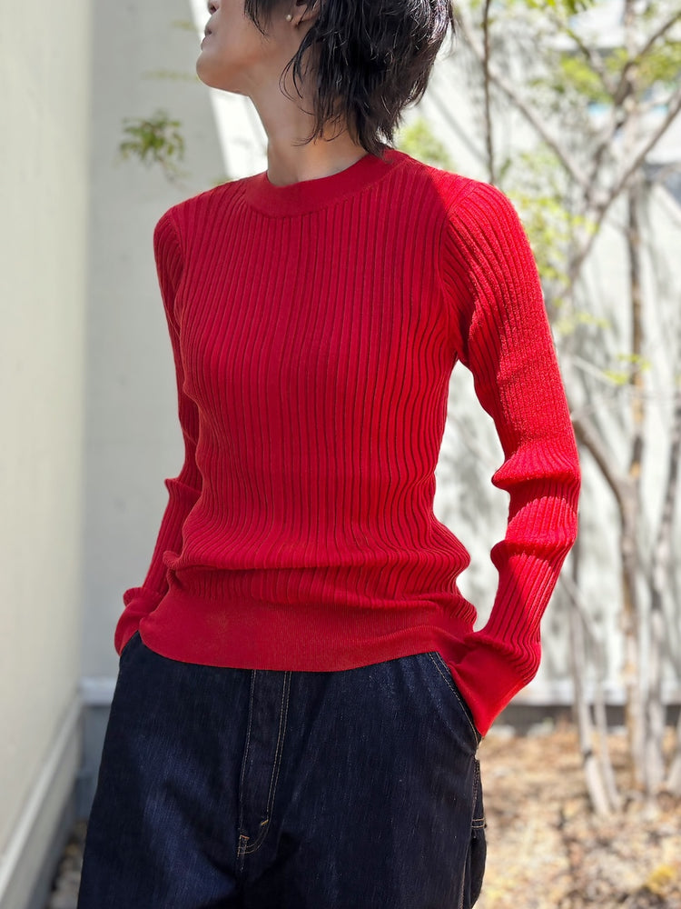 HYKE / WIDE RIBBED SWEATER / RED / 11435 /
