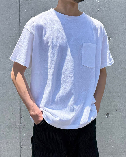 BEDWIN & THE HEARTBREAKERS / VELVA SHEEN Ex.S/S POCKET TEE "PIERCE"・WHITE・25SB2201