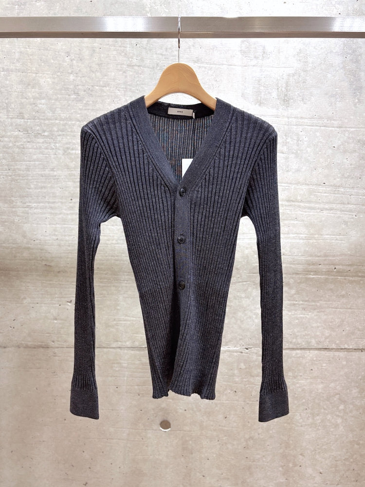 HYKE / WIDE RIBBED CARDIGAN / TOP GRAY / 11436 /