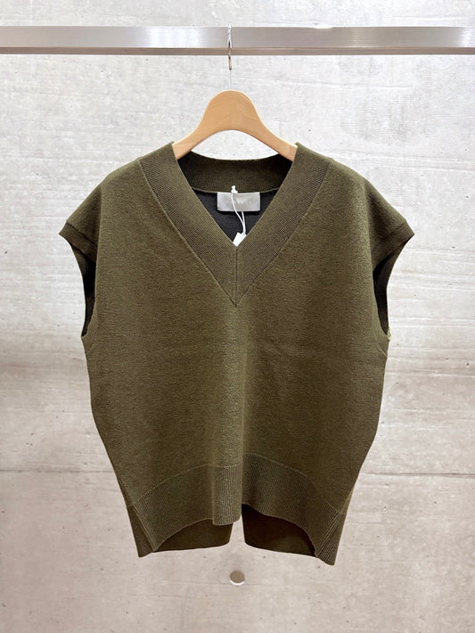 WALANCE / COTTON SILK DOUBLEFACE VEST / KHAKI / 3263-004