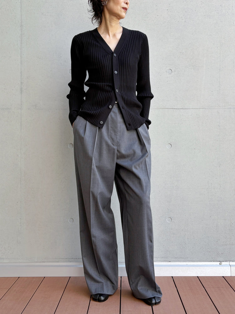CINOH / TWILL HIGH WAIST TWO TUCK PANTS / GRAY / E-60-029