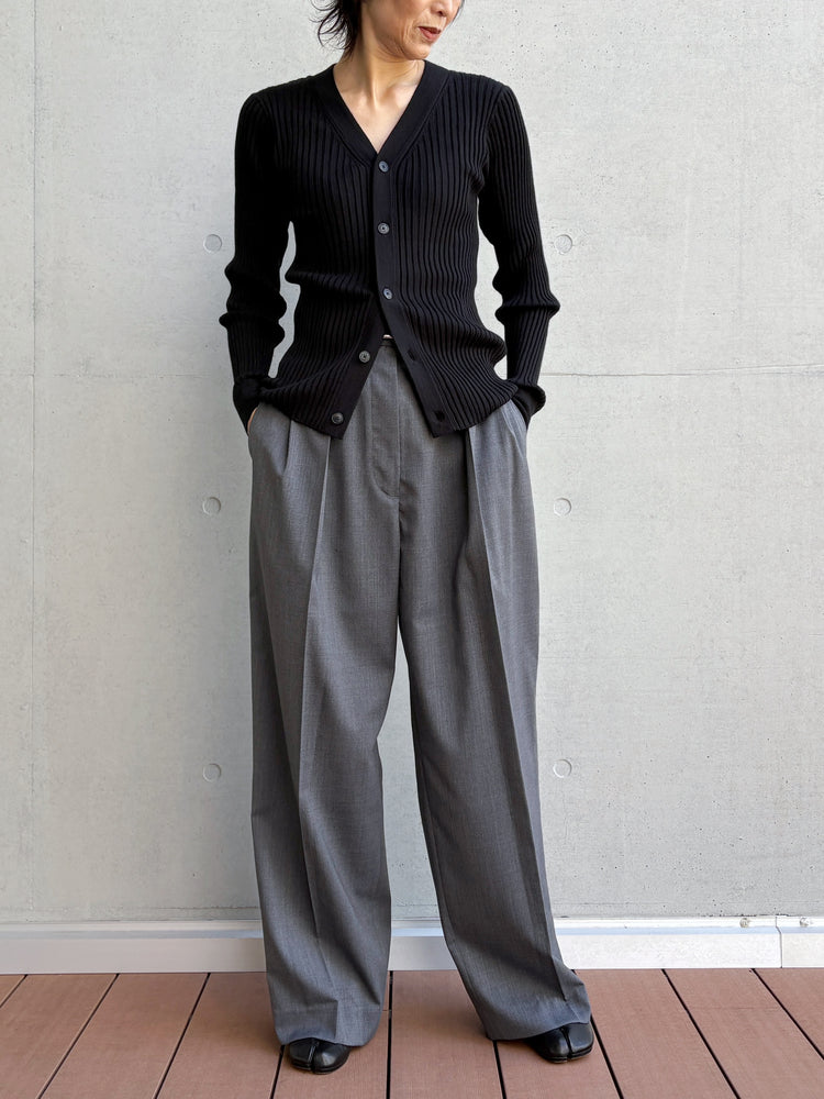 CINOH / TWILL HIGH WAIST TWO TUCK PANTS / GRAY / E-60-029