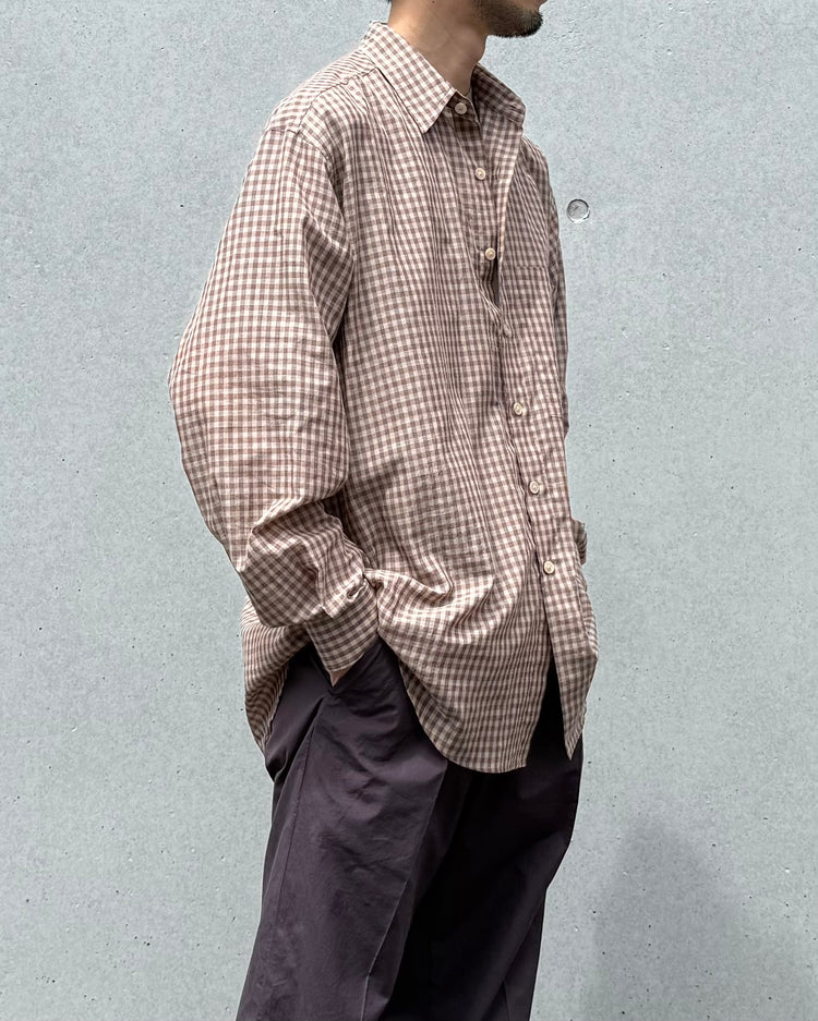 AURALEE / AIRY LIGHT COTTON CHECK BIG SHIRT / BROWN GINGHAM CHECK / A26SS01GC
