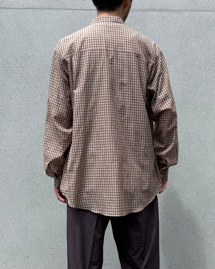 AURALEE / AIRY LIGHT COTTON CHECK BIG SHIRT / BROWN GINGHAM CHECK / A26SS01GC