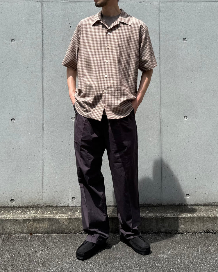 AURALEE / AIRY LIGHT COTTON CHECK HALF SLEEVED SHIRT / BROWN GINGHAM CHECK / A26SS02GC