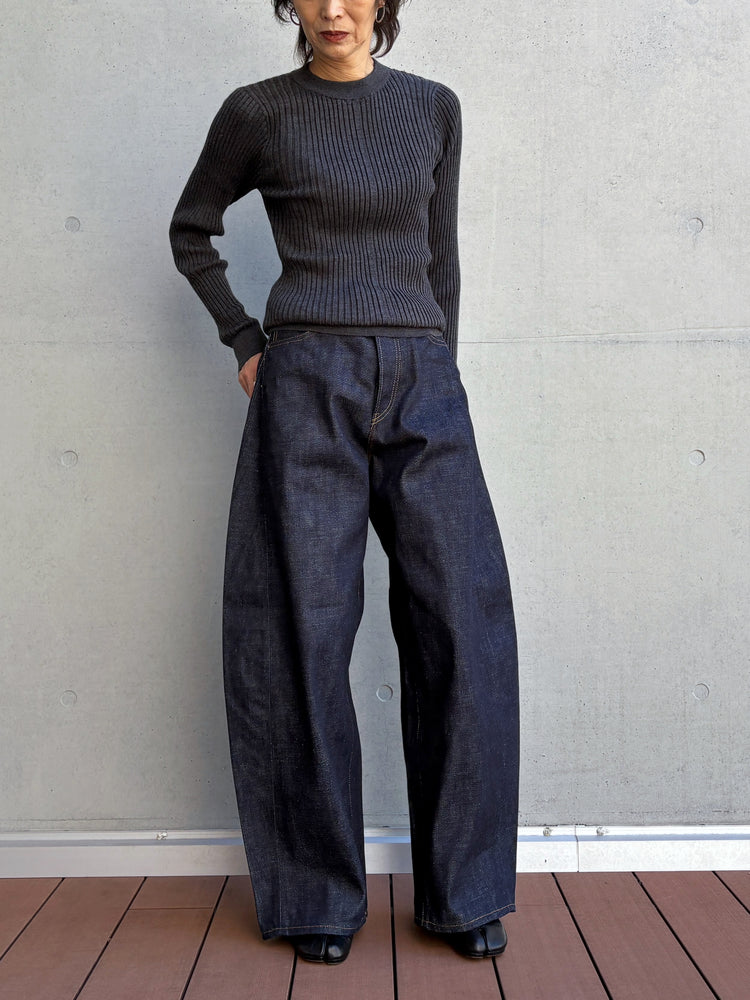 HYKE / WIDE RIBBED SWEATER / TOP GRAY / 11435 /
