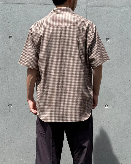 AURALEE / AIRY LIGHT COTTON CHECK HALF SLEEVED SHIRT / BROWN GINGHAM CHECK / A26SS02GC