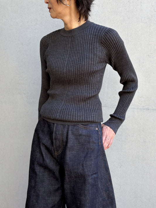 HYKE / WIDE RIBBED SWEATER / TOP GRAY / 11435 /