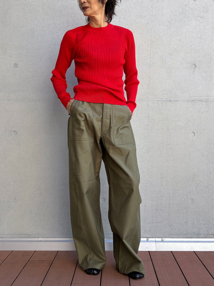 HYKE / WIDE RIBBED SWEATER / RED / 11435 /