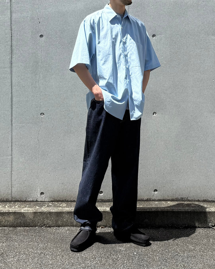 AURALEE / WASHED FINX TWILL BIG HALF SLEEVED SHIRT / LIGHT BLUE / A26SS03TN
