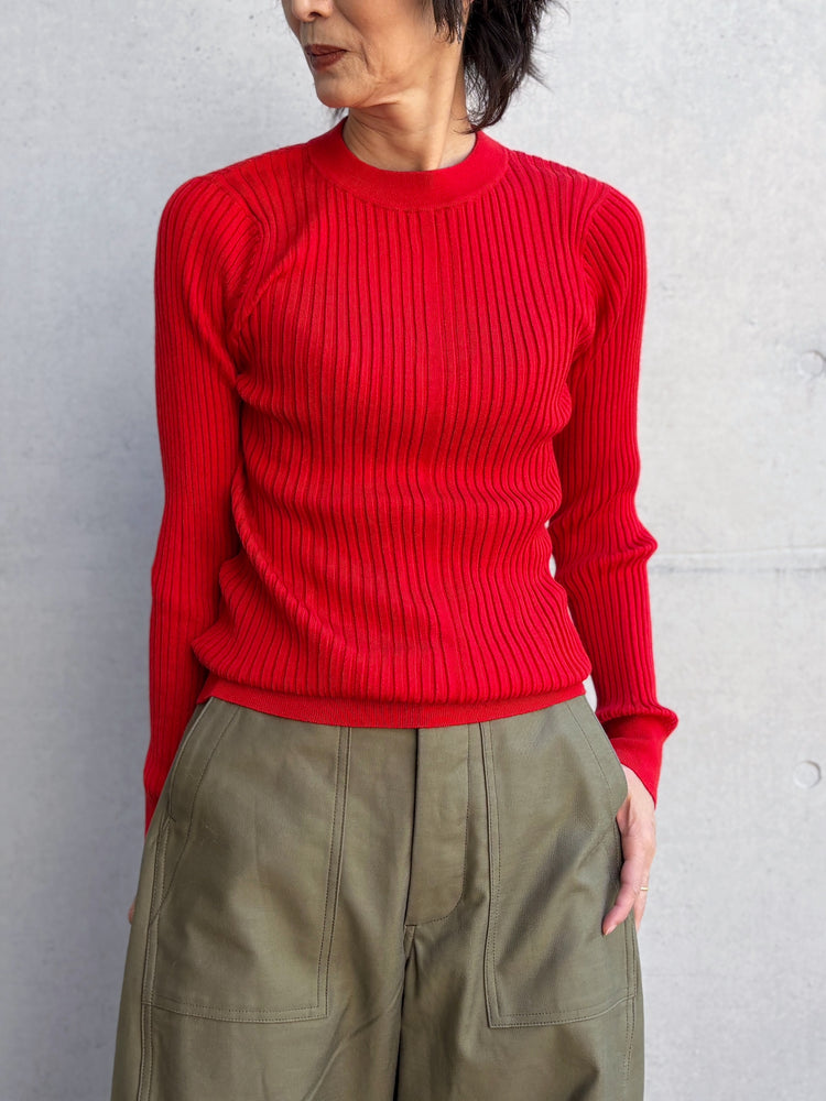 HYKE / WIDE RIBBED SWEATER / RED / 11435 /