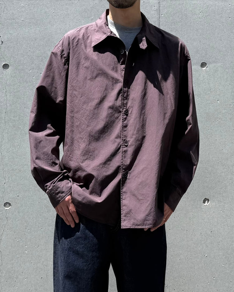 AURALEE / GARMENT-DYED FINX SHUTTLE WEATHER SHIRT / DARK BROWN / A26SS01SW