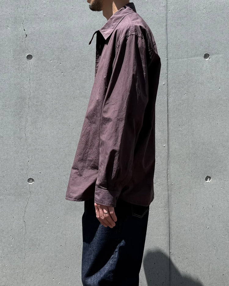AURALEE / GARMENT-DYED FINX SHUTTLE WEATHER SHIRT / DARK BROWN / A26SS01SW